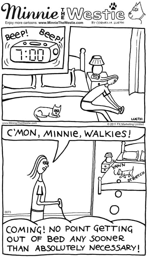 Minnie the Westie cartoon: pawsome time management!