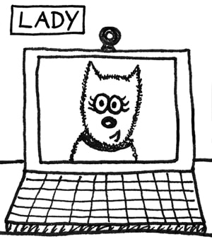 Lady is another friend of Minnie the Westie, in these cute dog cartoons