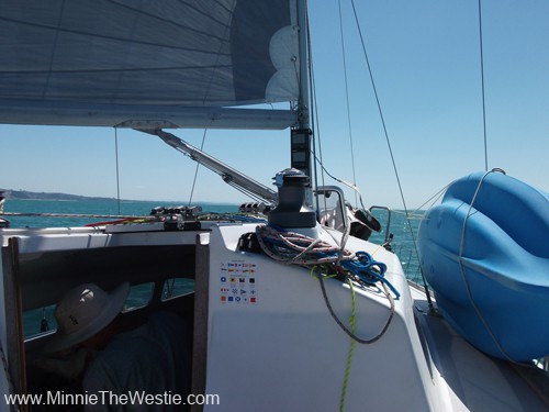 The Viking Pacer kayak fits on the side deck of our Elliott 7.9m (26ft) yacht.