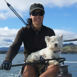 Cornelia Luethi, author of the Minnie The Westie books, pictured with the real life Minnie.