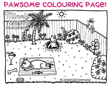 Free colouring page from Minnie The Westie cartoon dog